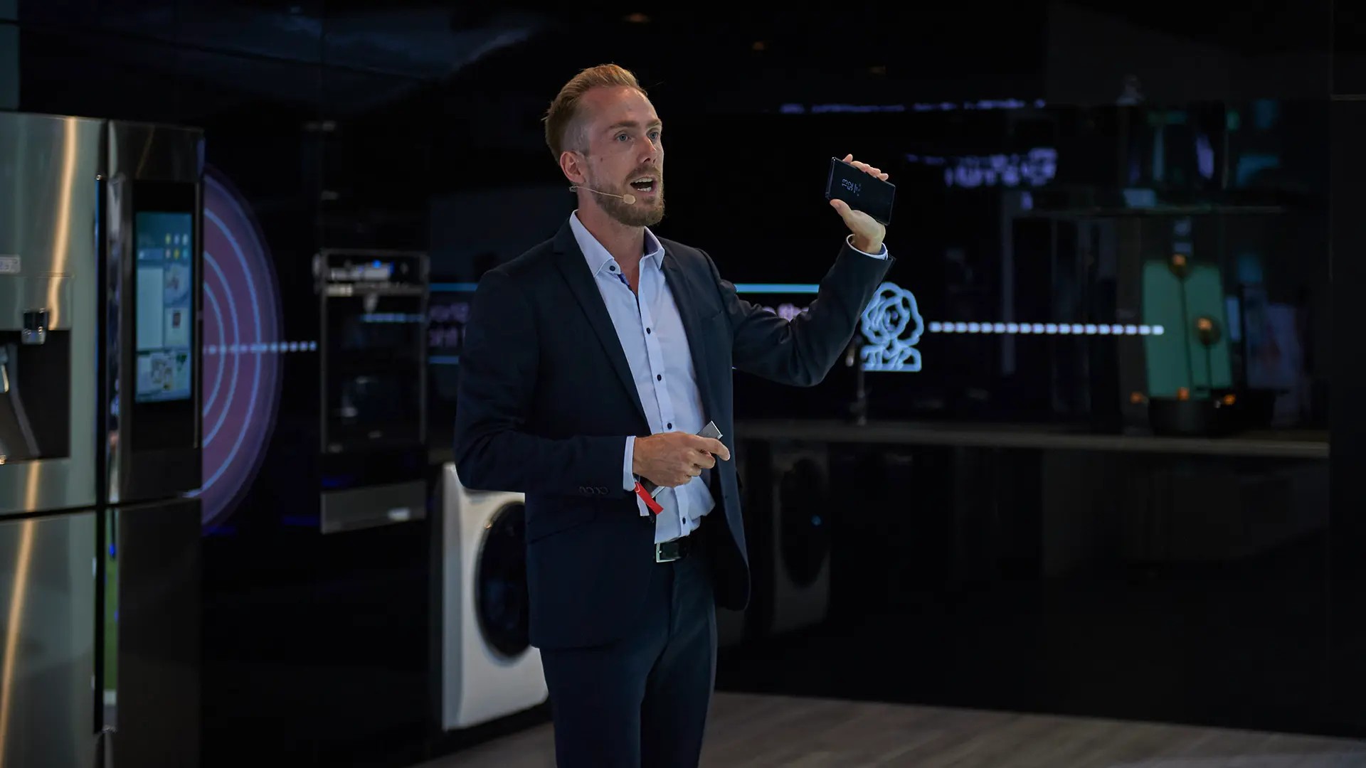 Tech host Felix Uhlig at IFA in Berlin for Samsung
